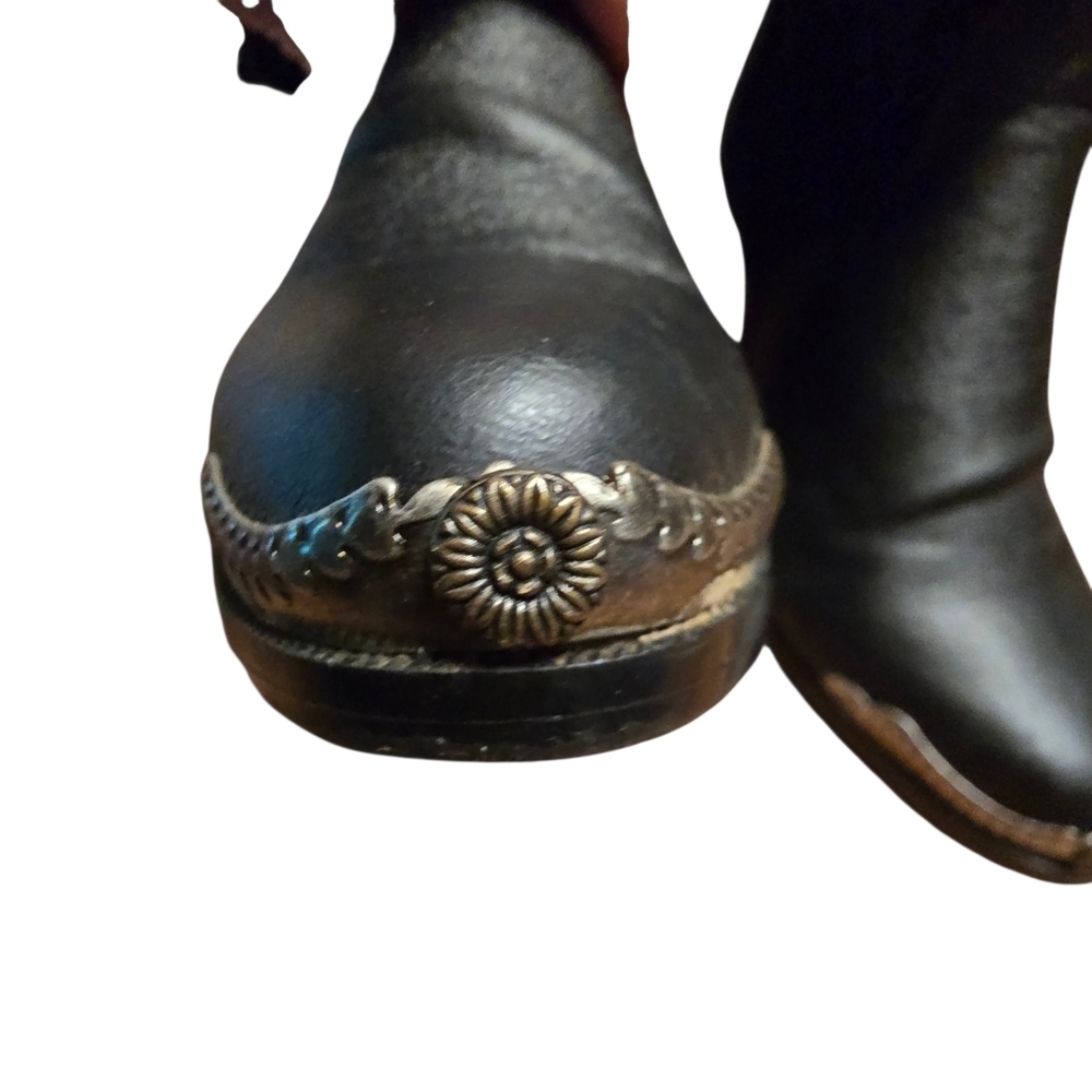 Coastal Black Leather Western Festival Slouch Boots | Metal Toe Rand | Size 8.5 - Picture 11 of 16